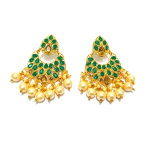 golden chandbali earrings with pearl drops (copy)