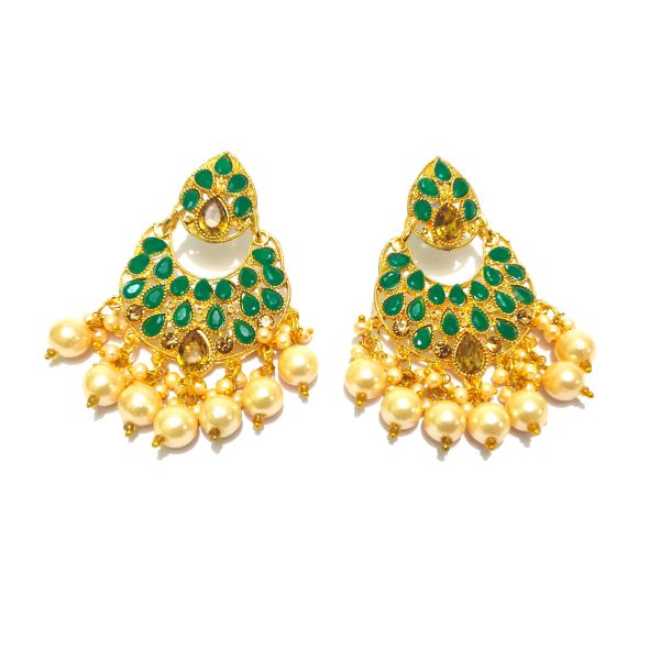 golden chandbali earrings with pearl drops (copy)