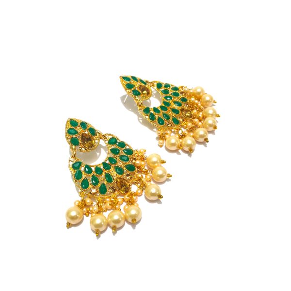 golden chandbali earrings with pearl drops (copy)