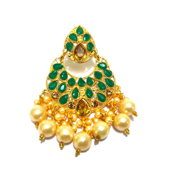 golden chandbali earrings with pearl drops (copy)
