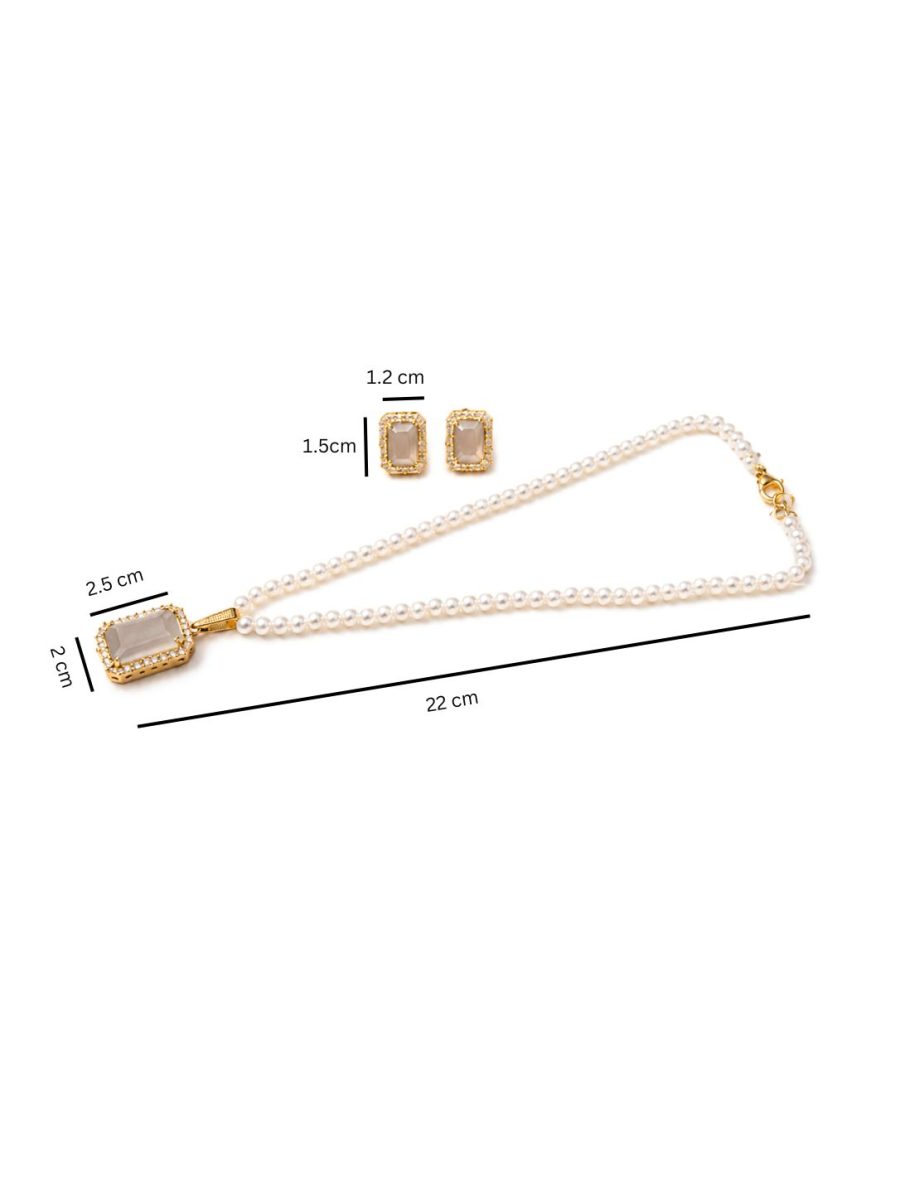 White pearl necklace jewellery set for festive and party wear-dimensions