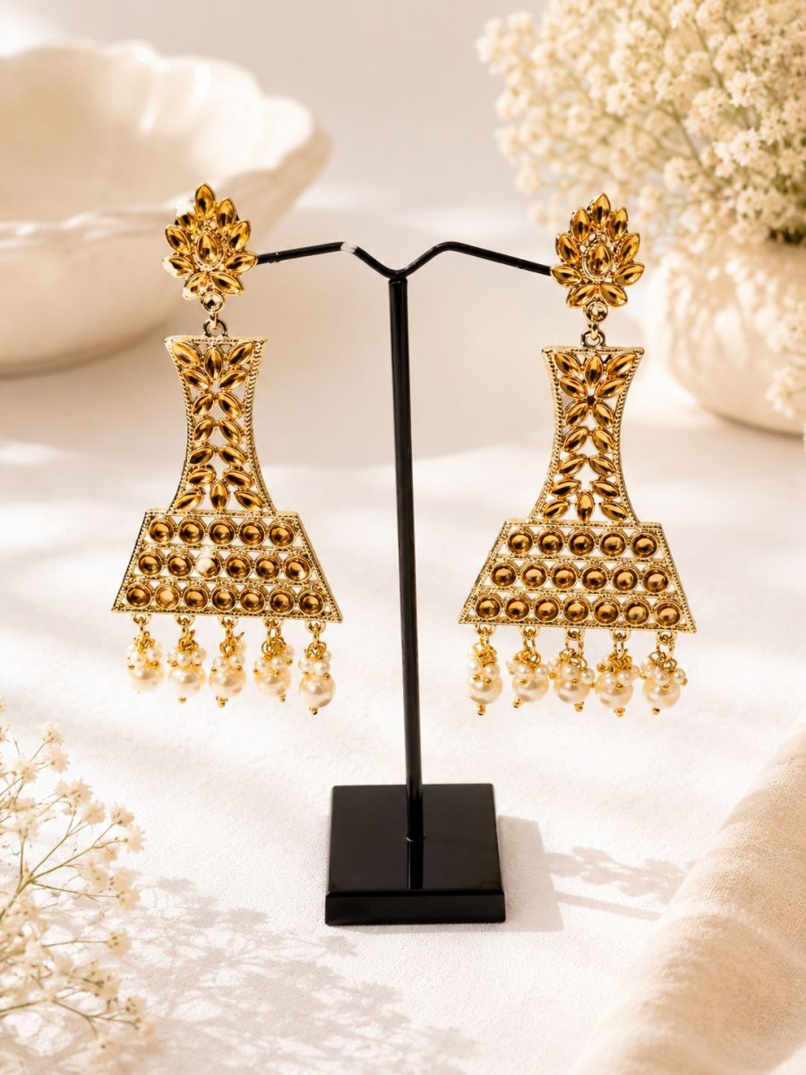 Ethnic pearl drop earrings for festive and wedding wear