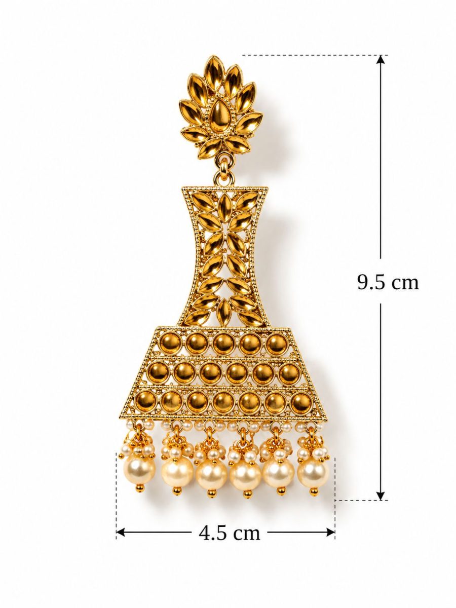 Festive wear gold pearl earrings-dimensions