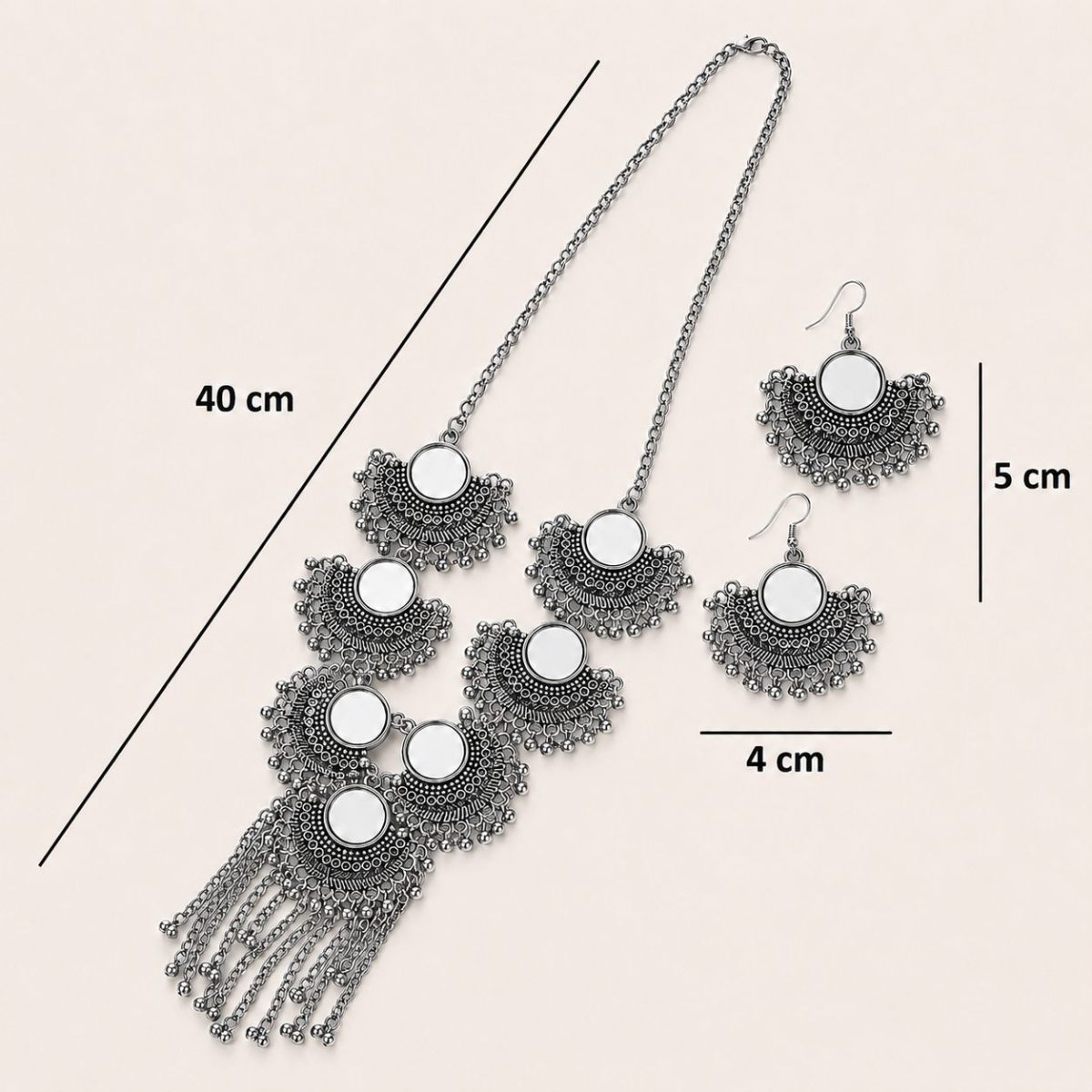 mirror necklace set with dimensions